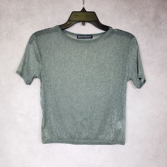 Brandy Melville gray shimmery see through top S - Picture 4 of 7